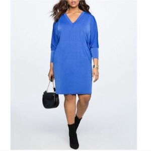 NWT Eloquii Royal Blue Batwing V-Neck Dress Sz 18/20